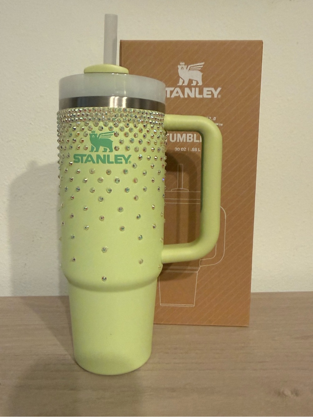 Brand New Rhinestone Stanley Tumbler Green 32oz